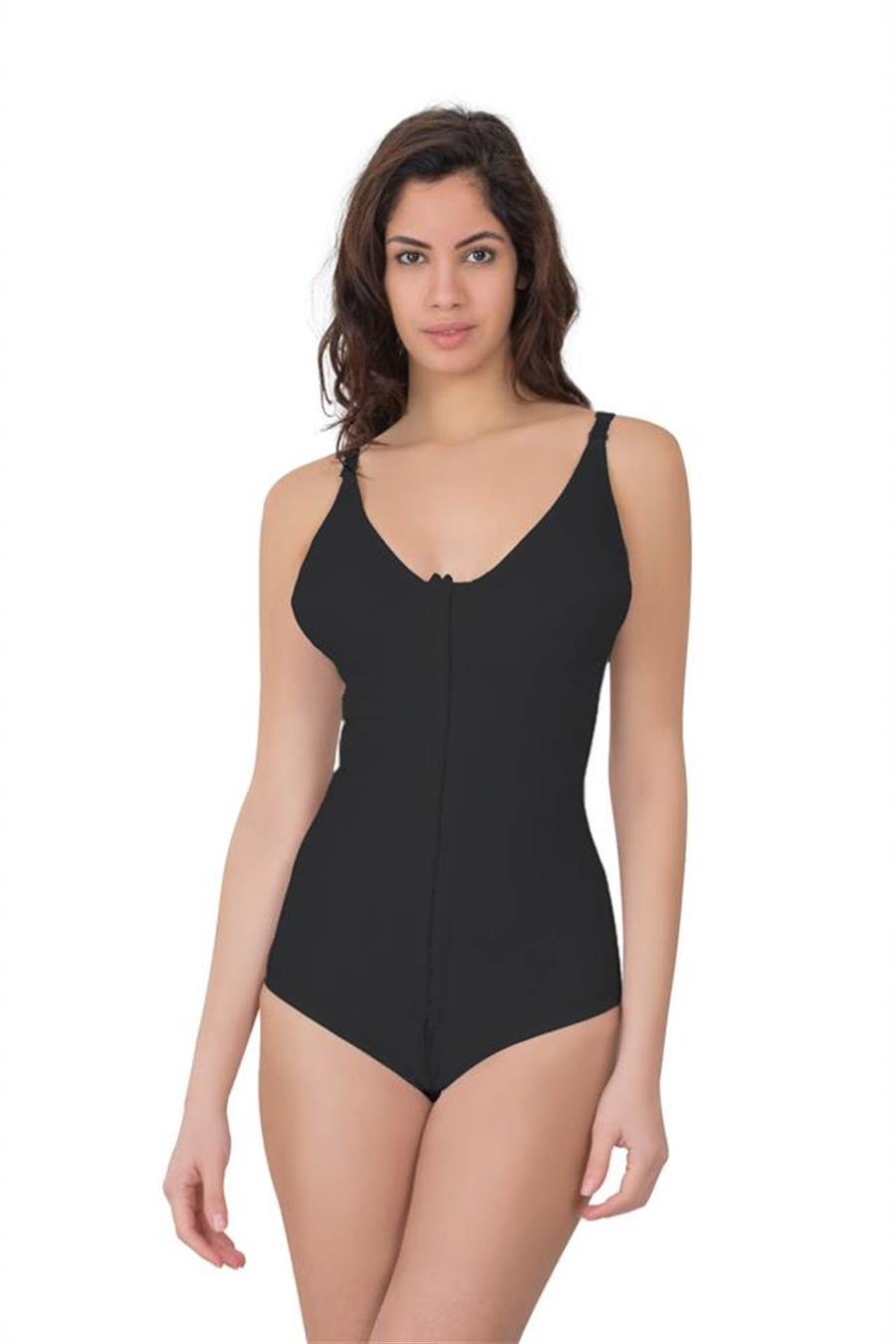 Emay 2871 Siyah Balen Destek Sütyenli Agraflı Slip Boy Lazer Korse