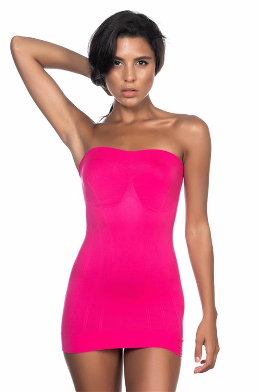 Emay 5005 Fuşya Soft Desenli Straplez Atlet