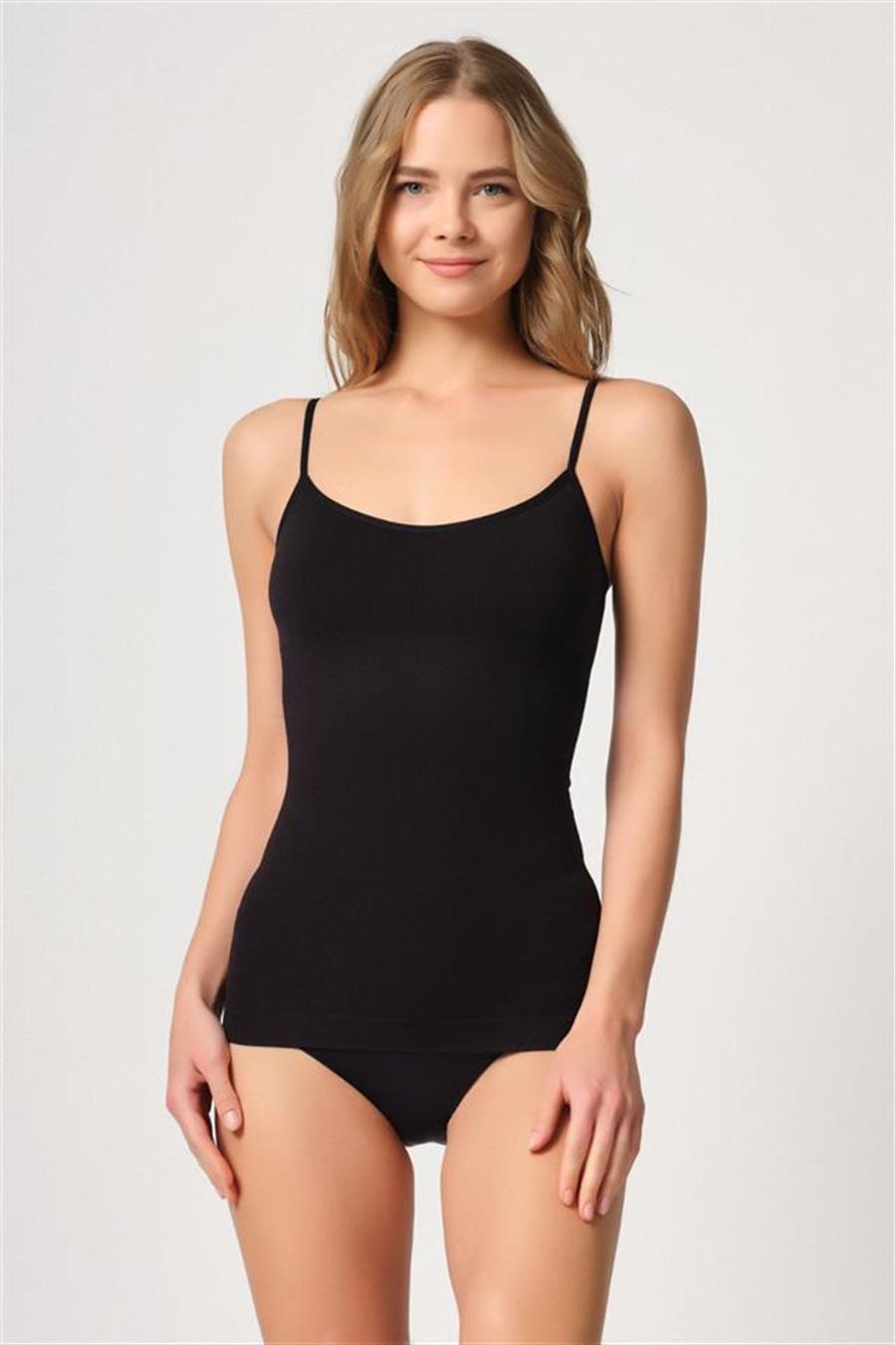 Emay 5020 Siyah İnce Askılı Atlet Korse