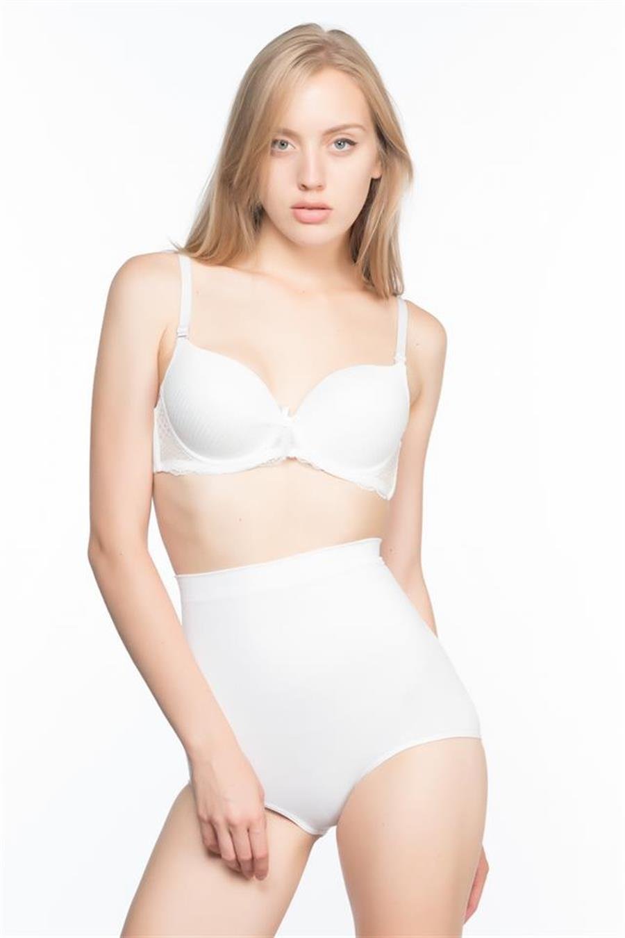 Emay 7024 Beyaz İnce Yüksek Bel Slip Korse