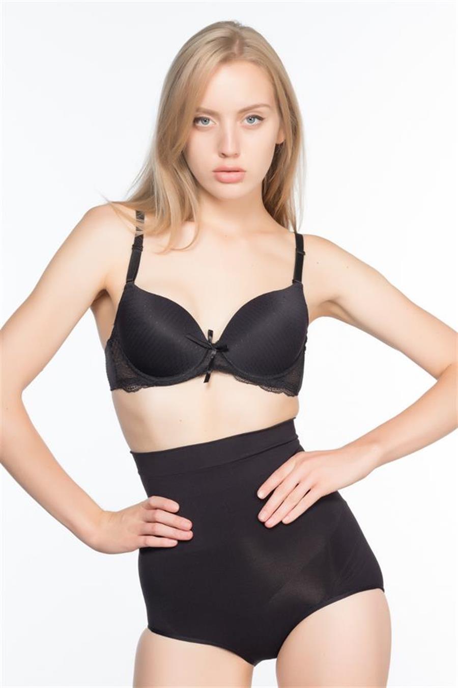 Emay 7024 Siyah İnce Yüksek Bel Slip Korse