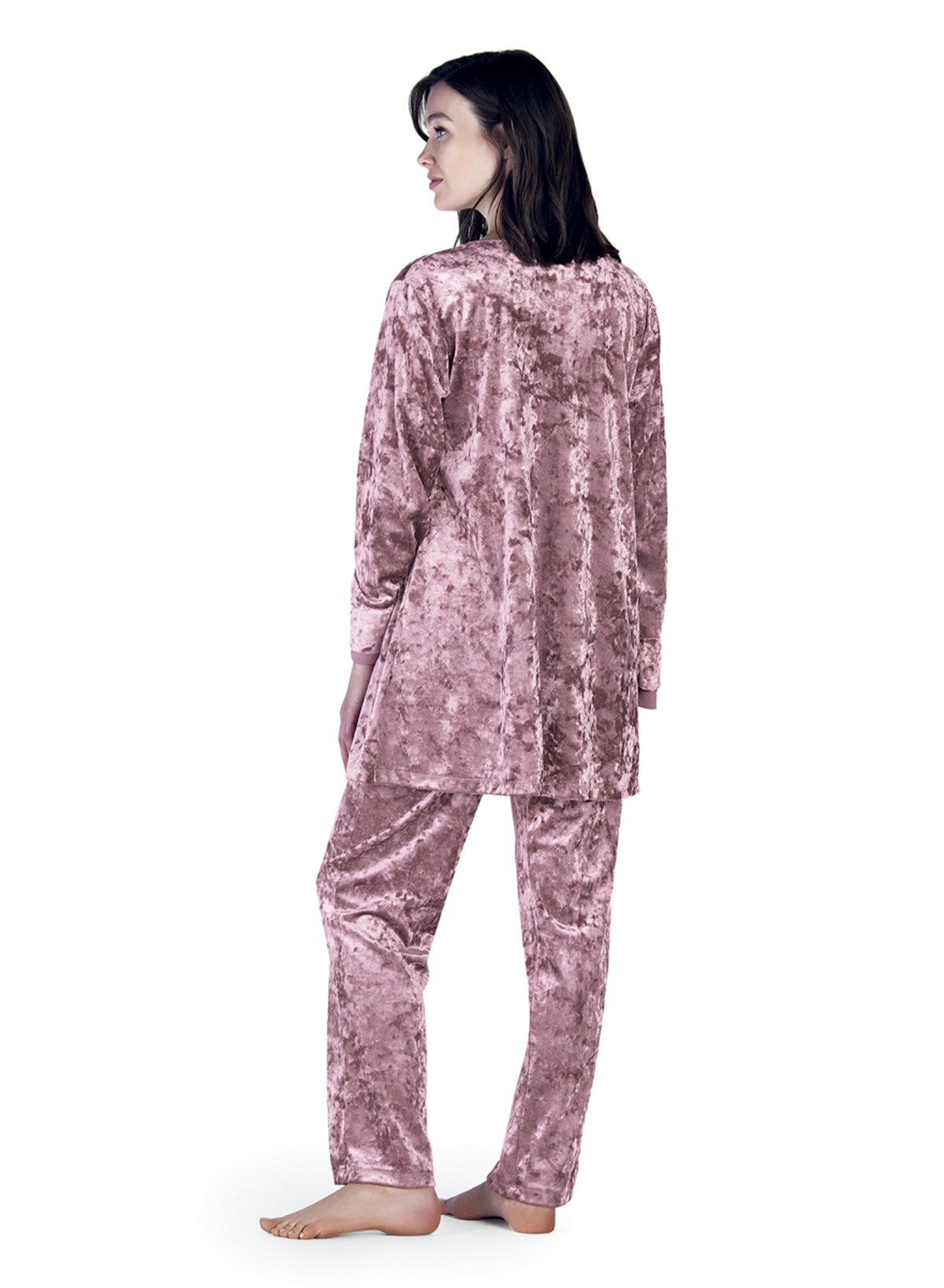 Artış 5309 Kadife 3'lü Sabahlık Pijama Takımı