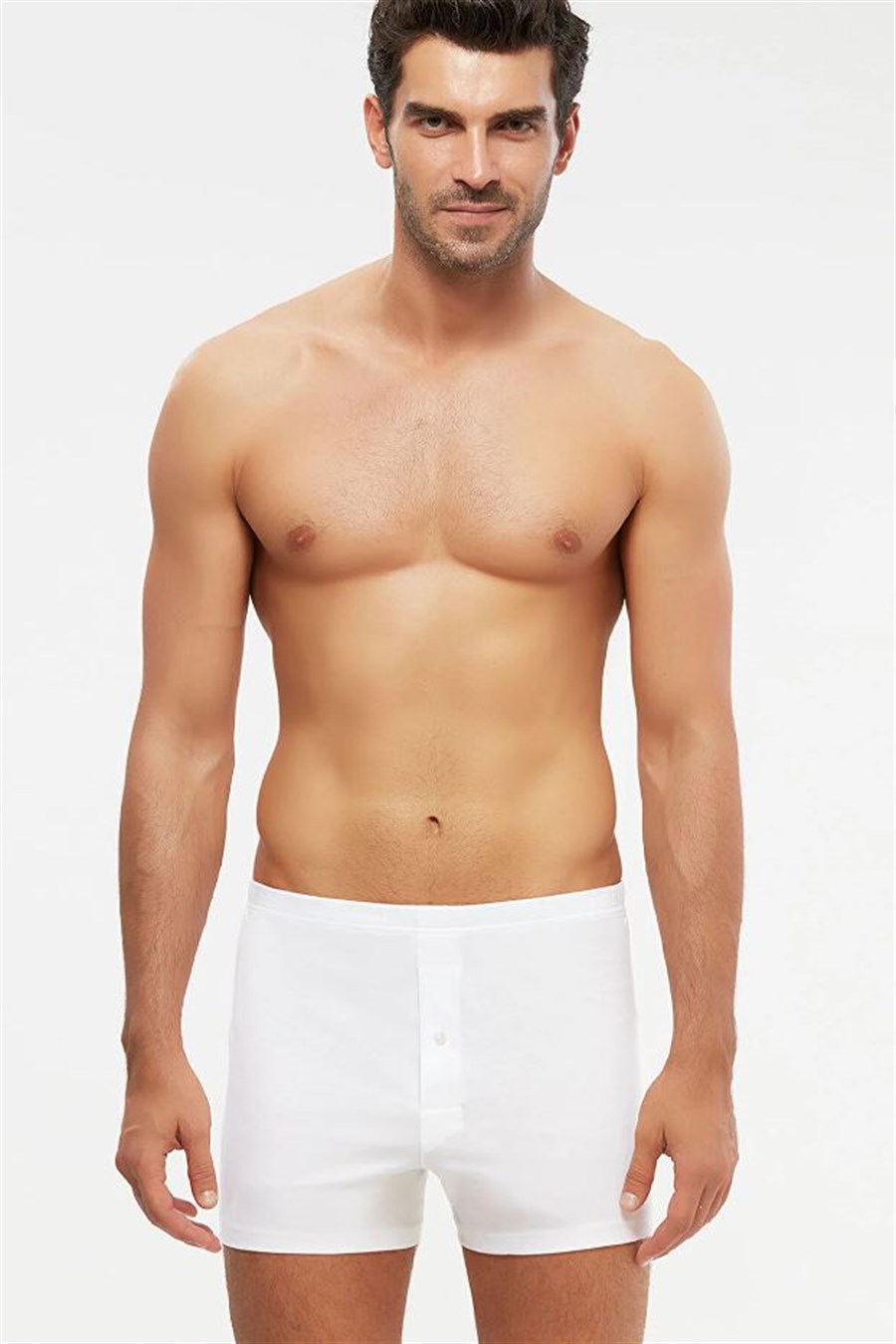 Kom Adrian 2'li Beyaz Pamuklu Erkek Boxer