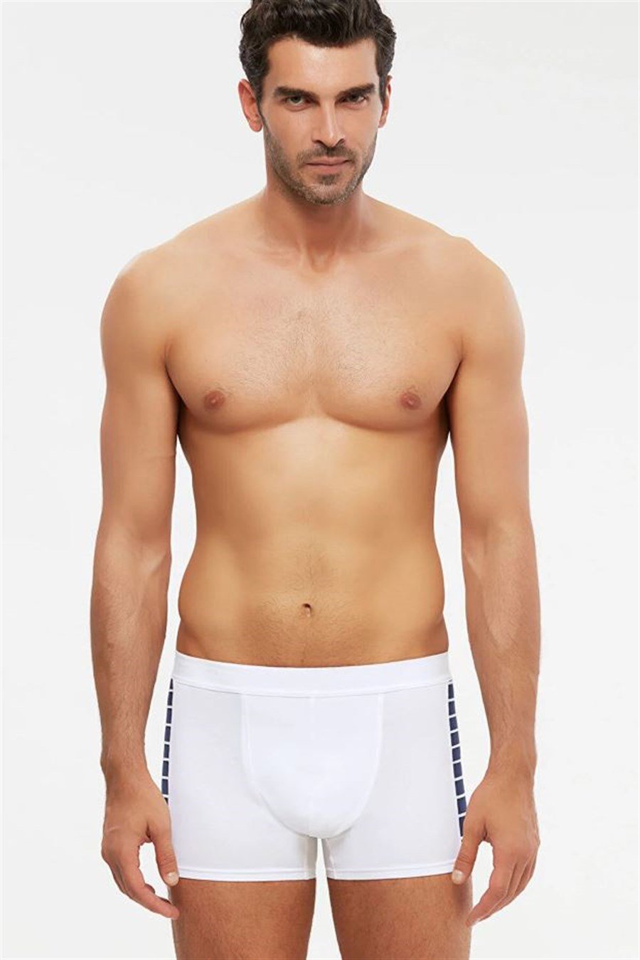 Kom Contra Beyaz Pamuklu Parçalı Erkek Boxer