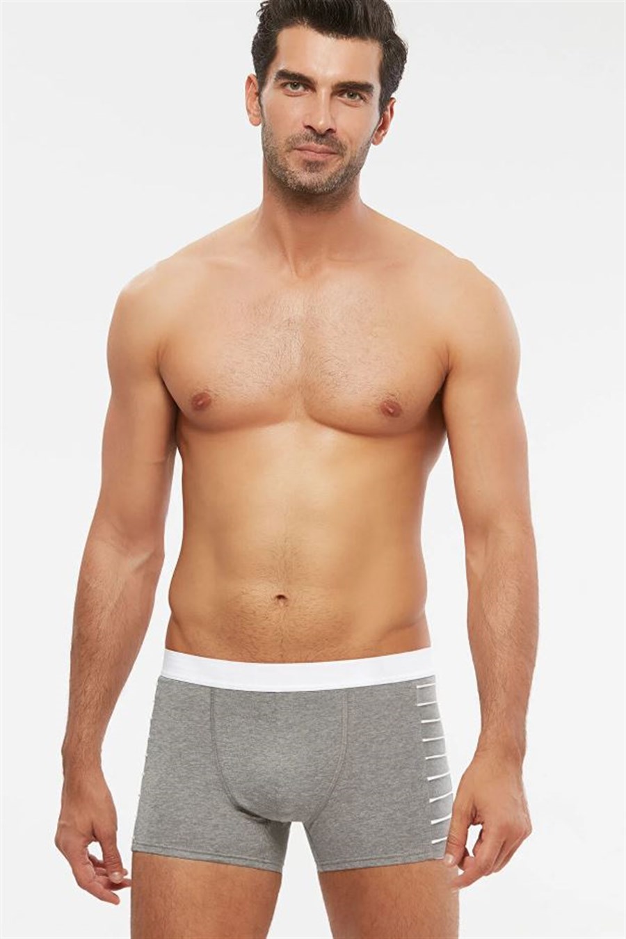 Kom Contra Gri Pamuklu Parçalı Erkek Boxer
