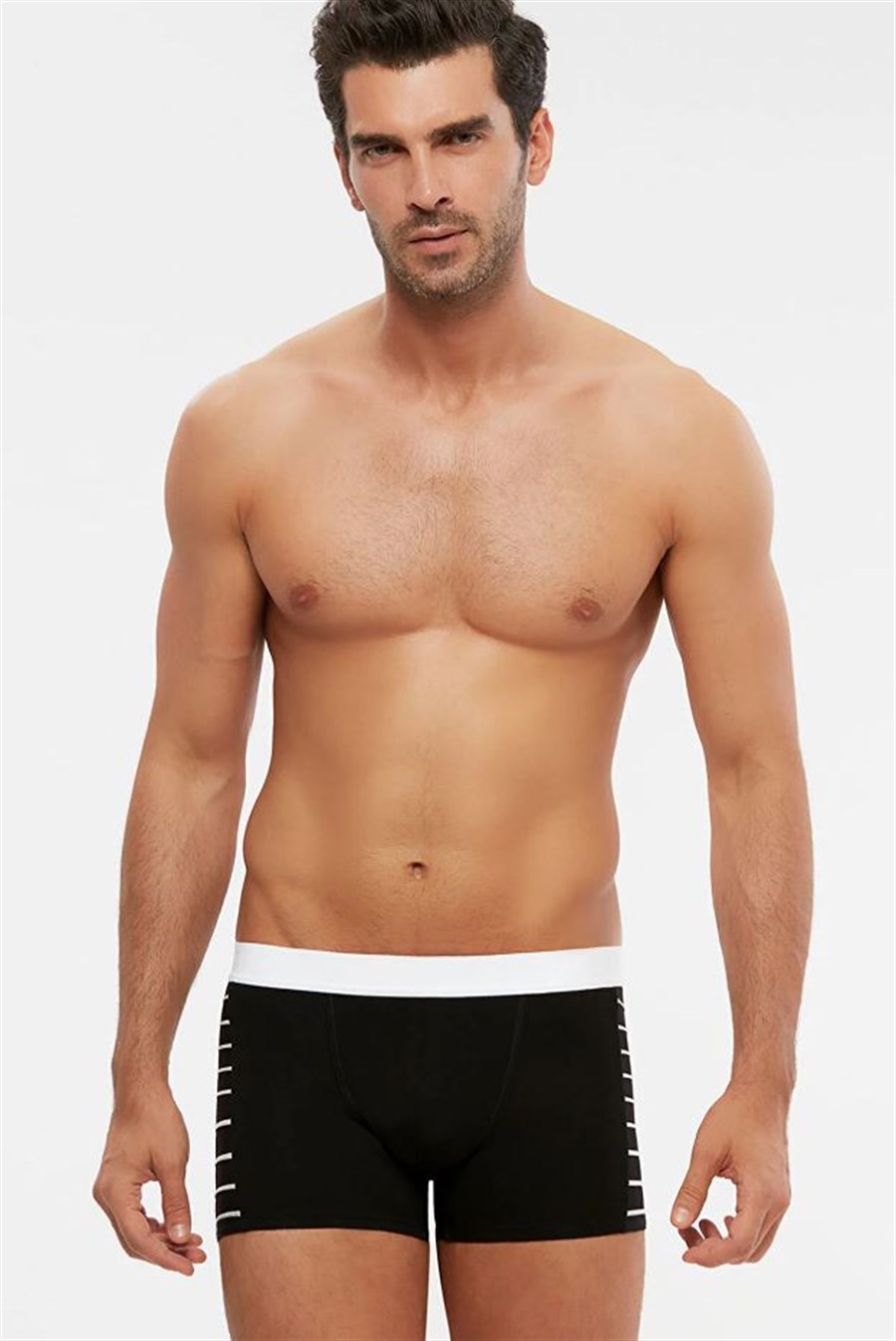 Kom Contra Siyah Pamuklu Parçalı Erkek Boxer