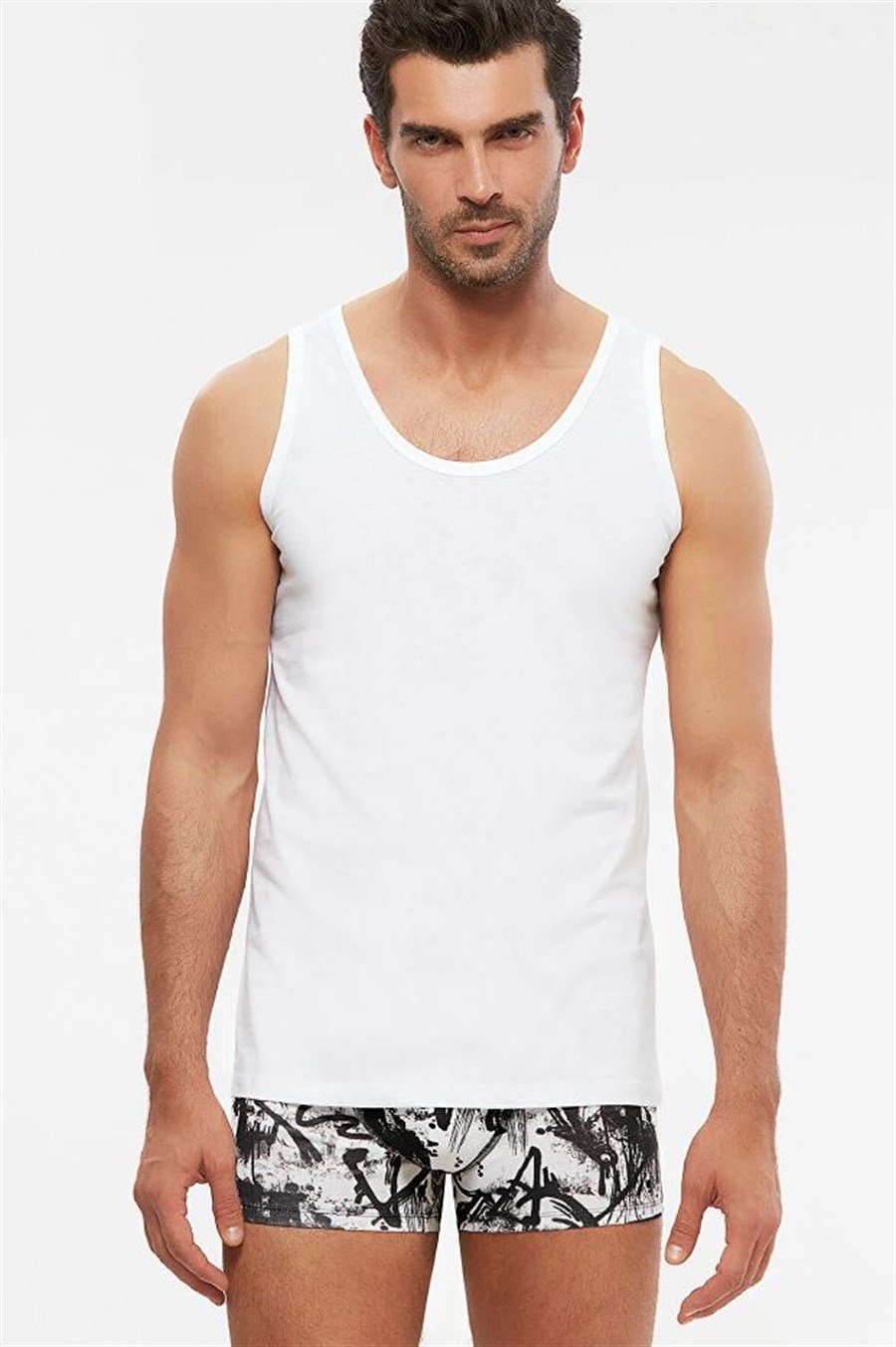 Kom Henry 2'li Beyaz Askılı Pamuklu Basic Erkek Atlet