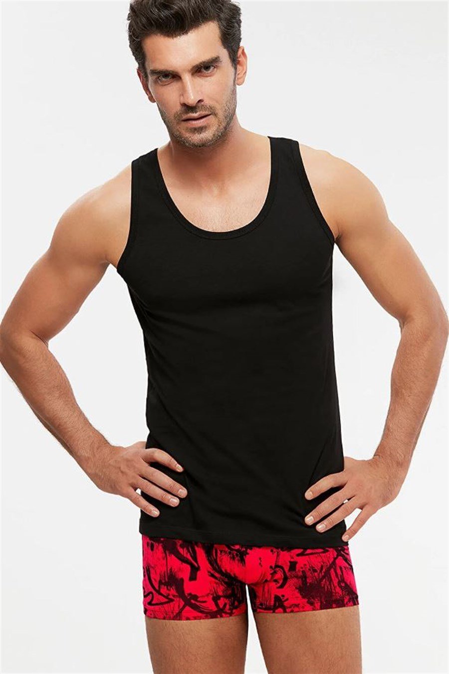 Kom Henry 2'li Siyah Askılı Pamuklu Basic Erkek Atlet