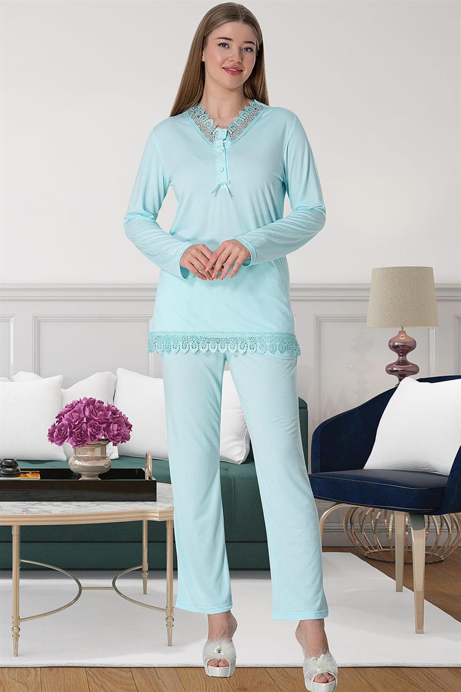 Mecit 5814 Turkuaz Kadın Pijama Takımı