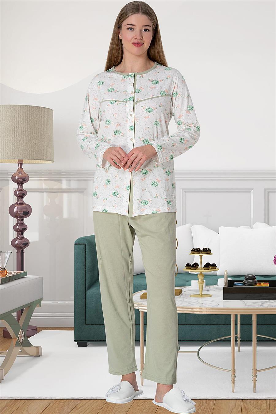 Mecit 5821 Yeşil Büyük Beden Pijama Takımı