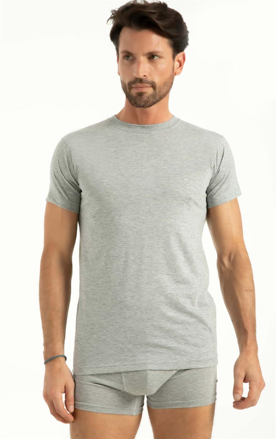 Q-En 1003 Gri Pamuk Amerikan Yaka Atlet