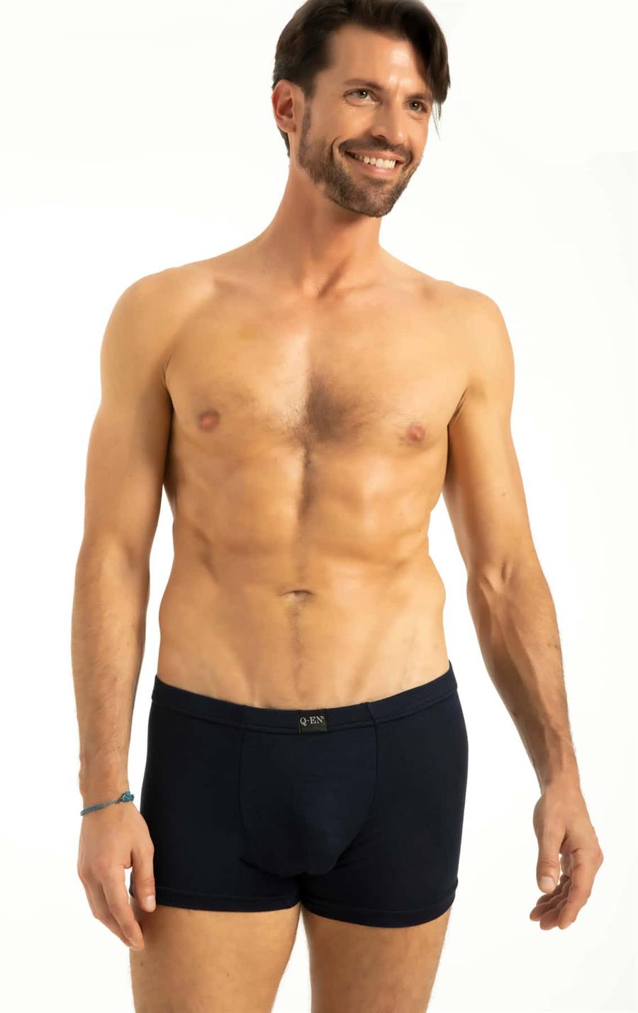 Q-En 514 Lacivert Bambu Geçme Bel Boxer