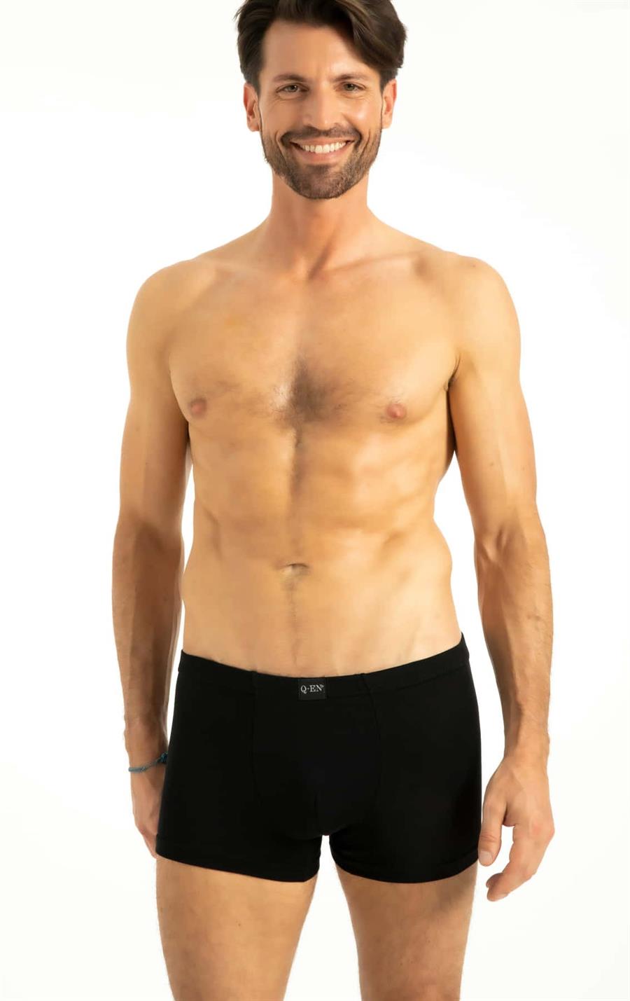 Q-En 514 Siyah Bambu Geçme Bel Boxer