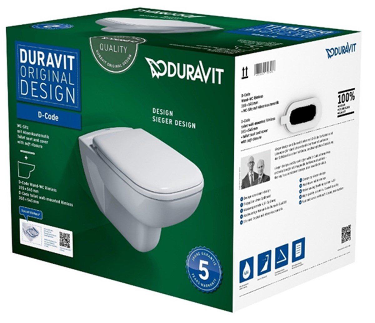 Duravit D-Code Rimless Asma Klozet - Soft Klozet Kapağı  