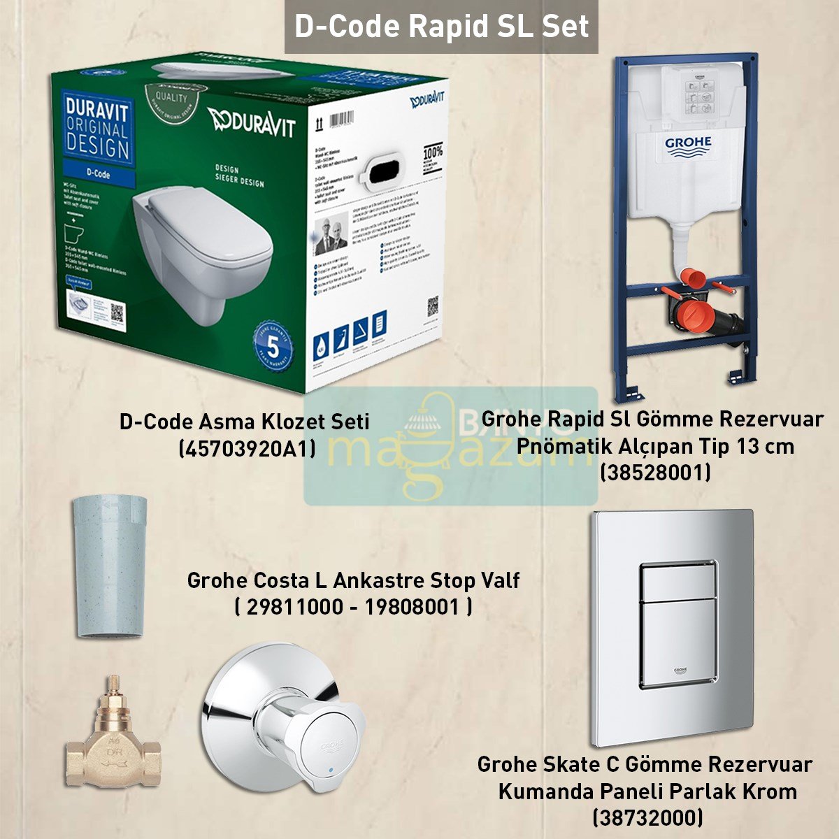 Rapid SL Gömme Rezervuar, Asma Klozet Seti - Skate C Parlak Krom