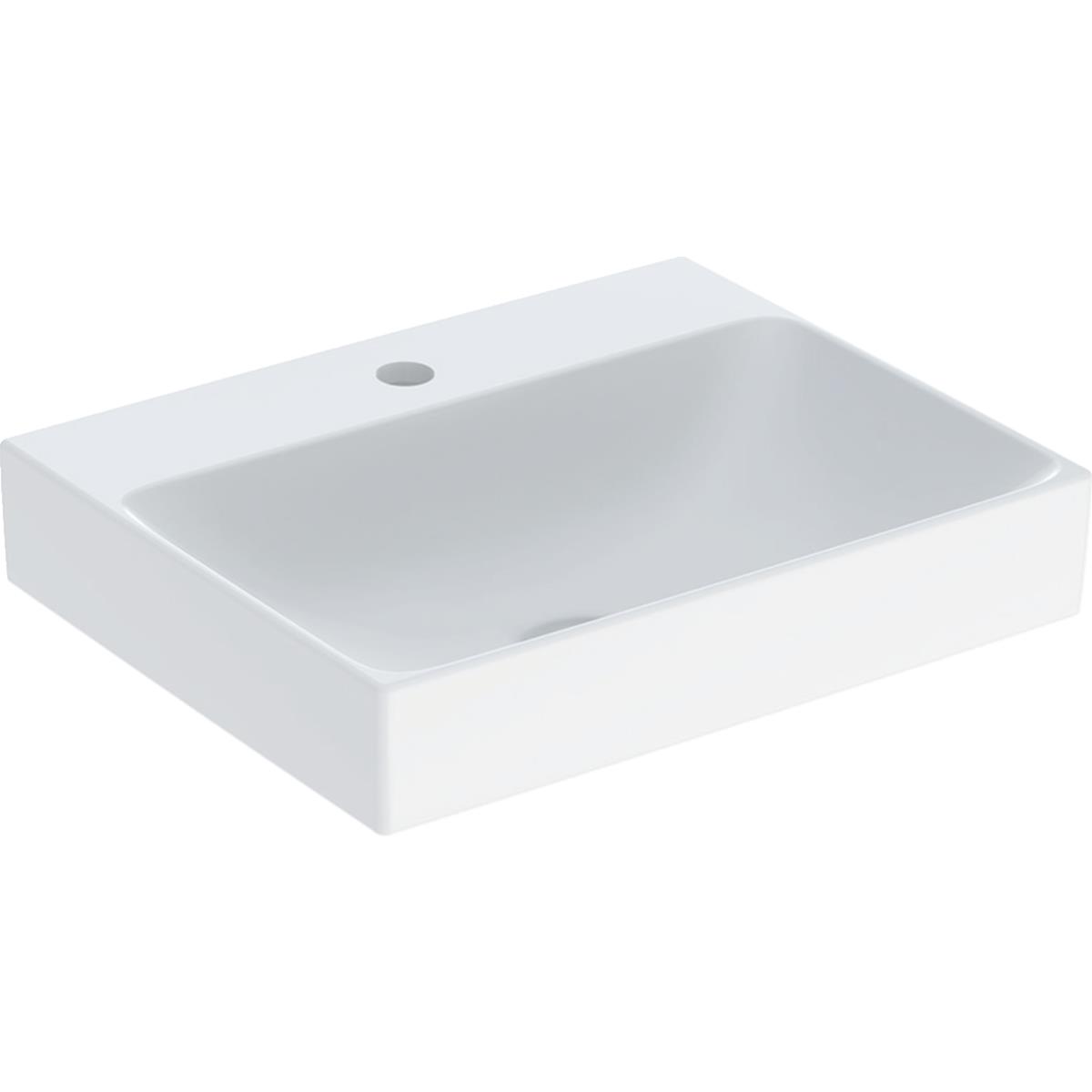 Geberit ONE çanak lavabo, dikey çıkışlı, 50x40 cm, batarya delikli, KeraTech® - 505.030.01.6