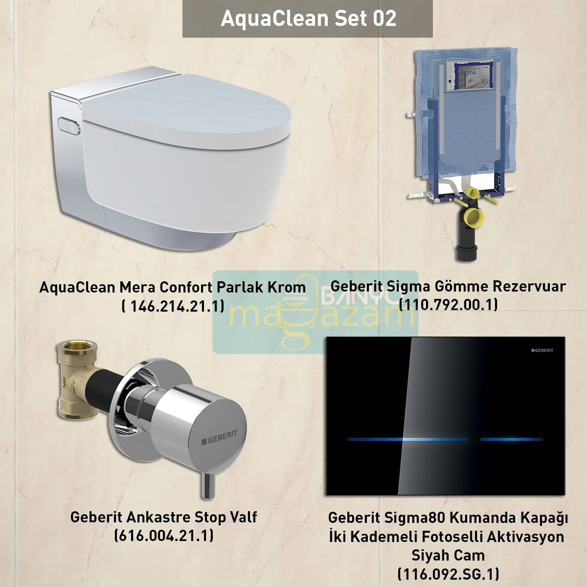 Sigma Gömme Rezervuar, AquaClean Klozet Seti Sigma 80 Siyah Cam