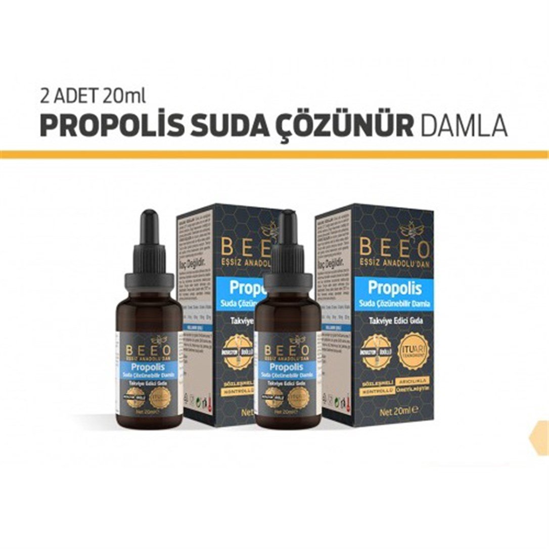 Beeo Active Propolis Suda Çözünür 2 Adet Damla 20 Ml