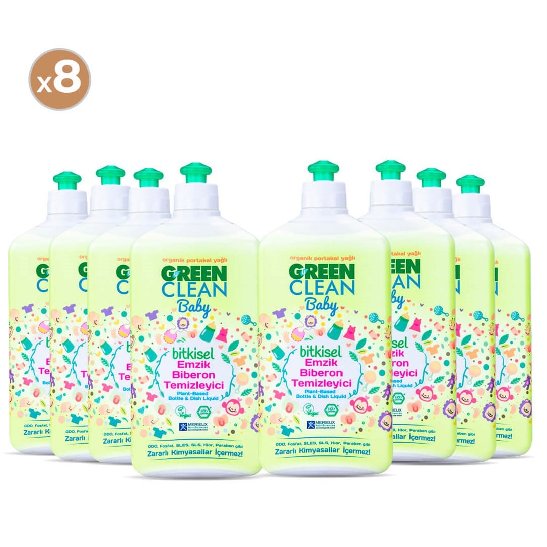 Green Clean Baby Bitkisel Emzik Biberon Temizleyici 500 ml (8'li Paket)