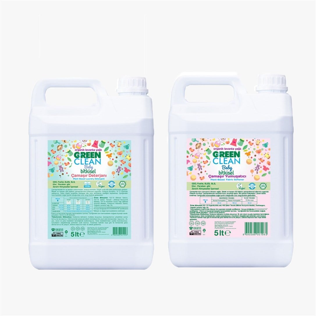 Green Clean Baby Çamaşır Deterjanı Ve Çamaşır Yumuşatıcı 2'li Set 5 L