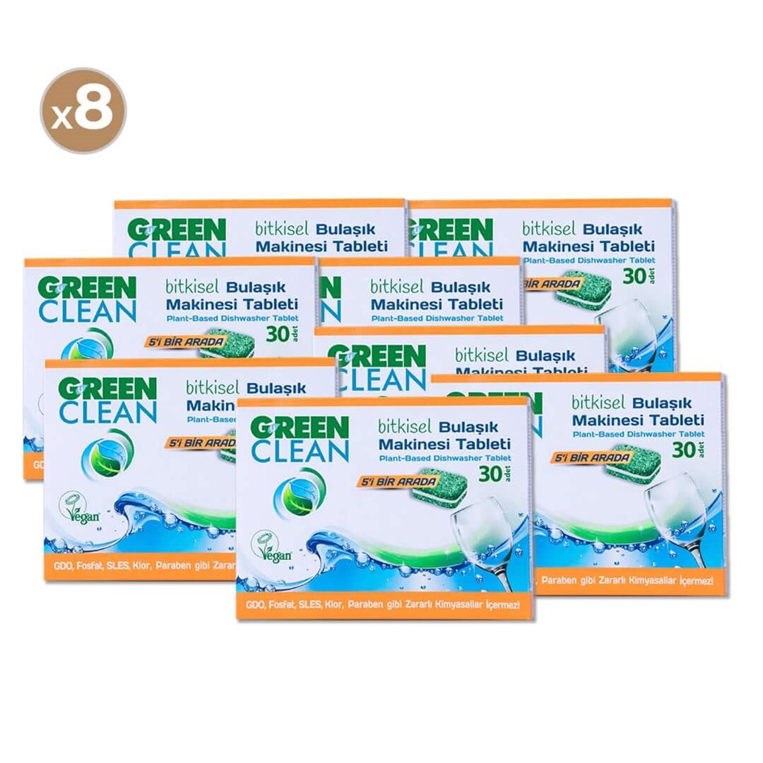 Green Clean Bitkisel Bulaşık Makinesi Tableti 30 Ad (8'li Paket)