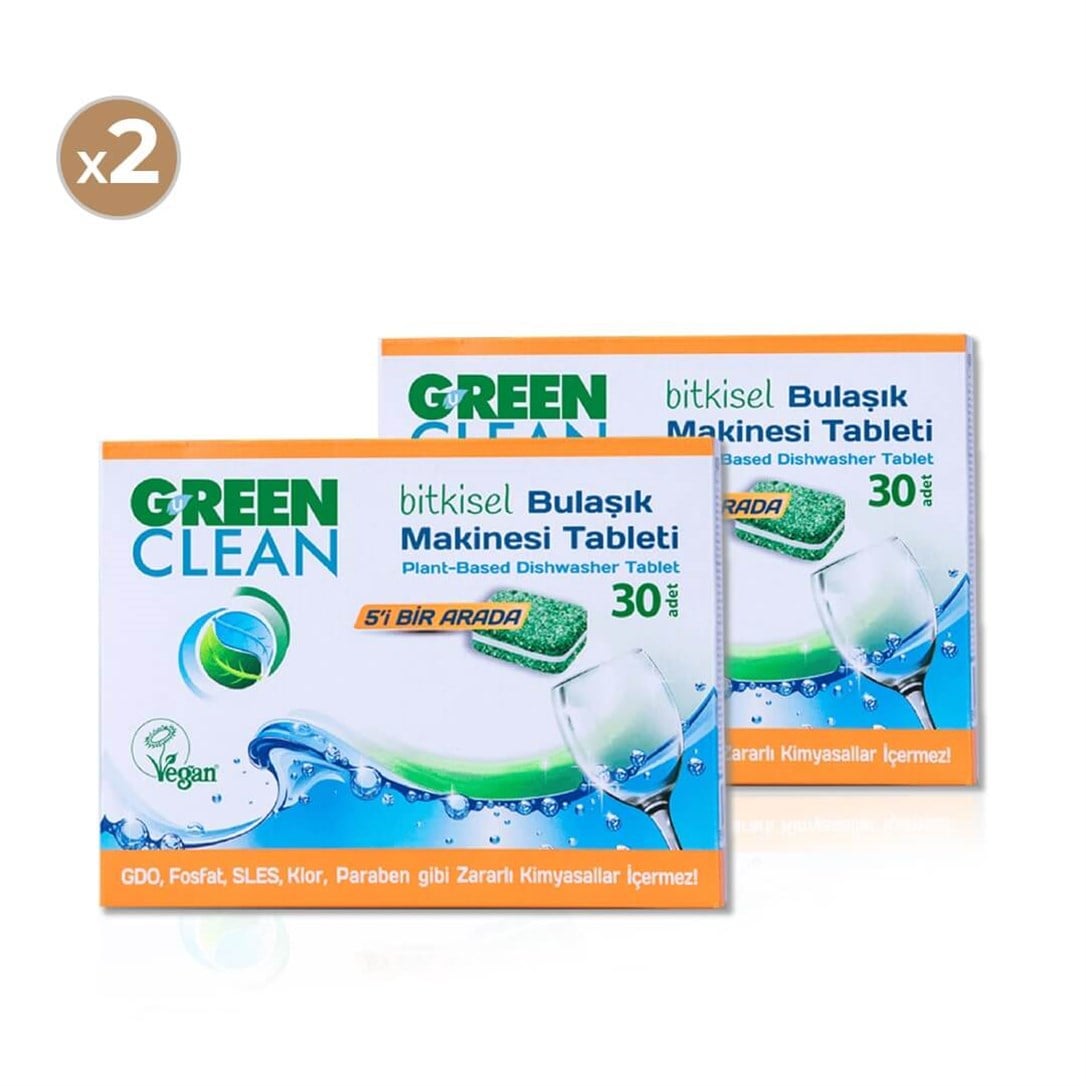 Green Clean Bitkisel Bulaşık Makinesi Tableti 30 Ad (2'li Paket)