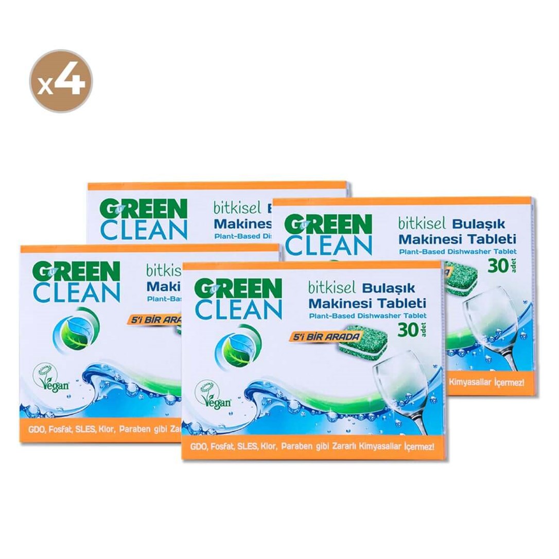 Green Clean Bitkisel Bulaşık Makinesi Tableti 30 Ad (4'lü Paket)