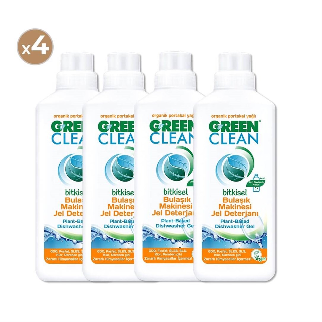 Green Clean Bitkisel Bulaşık Makinesi Jel Deterjanı 1000 ml (4'lü Paket)