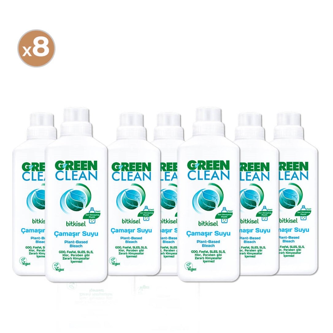 Green Clean Bitkisel Çamaşır Suyu 1000 ml (8'li Paket)