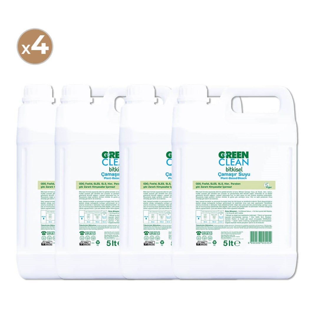 Green Clean Bitkisel Çamaşır Suyu 5 lt (4'lü Paket)