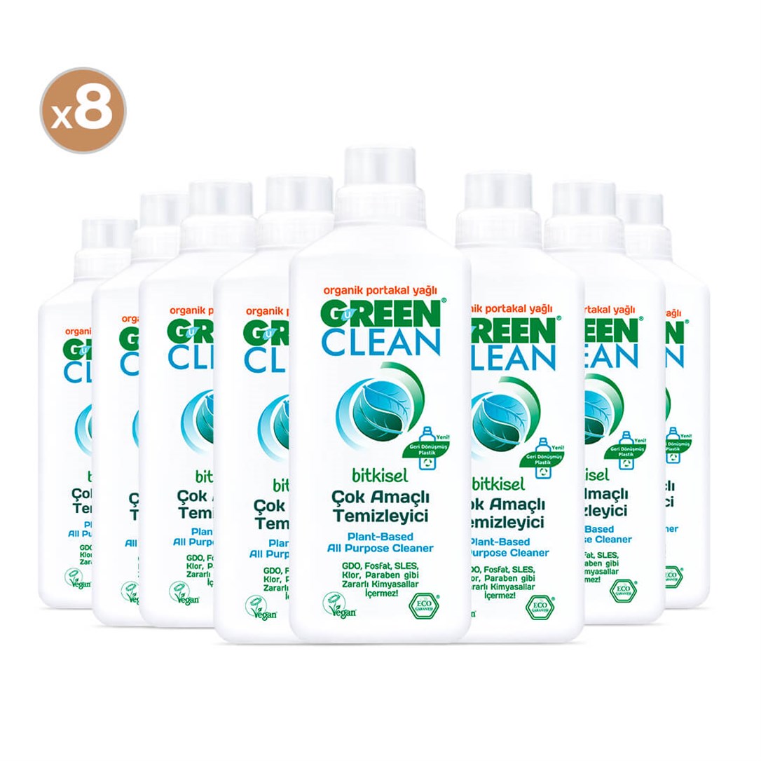 Green Clean Bitkisel Çok Amaçlı Temizleyici 1000 ml (8'li Paket)