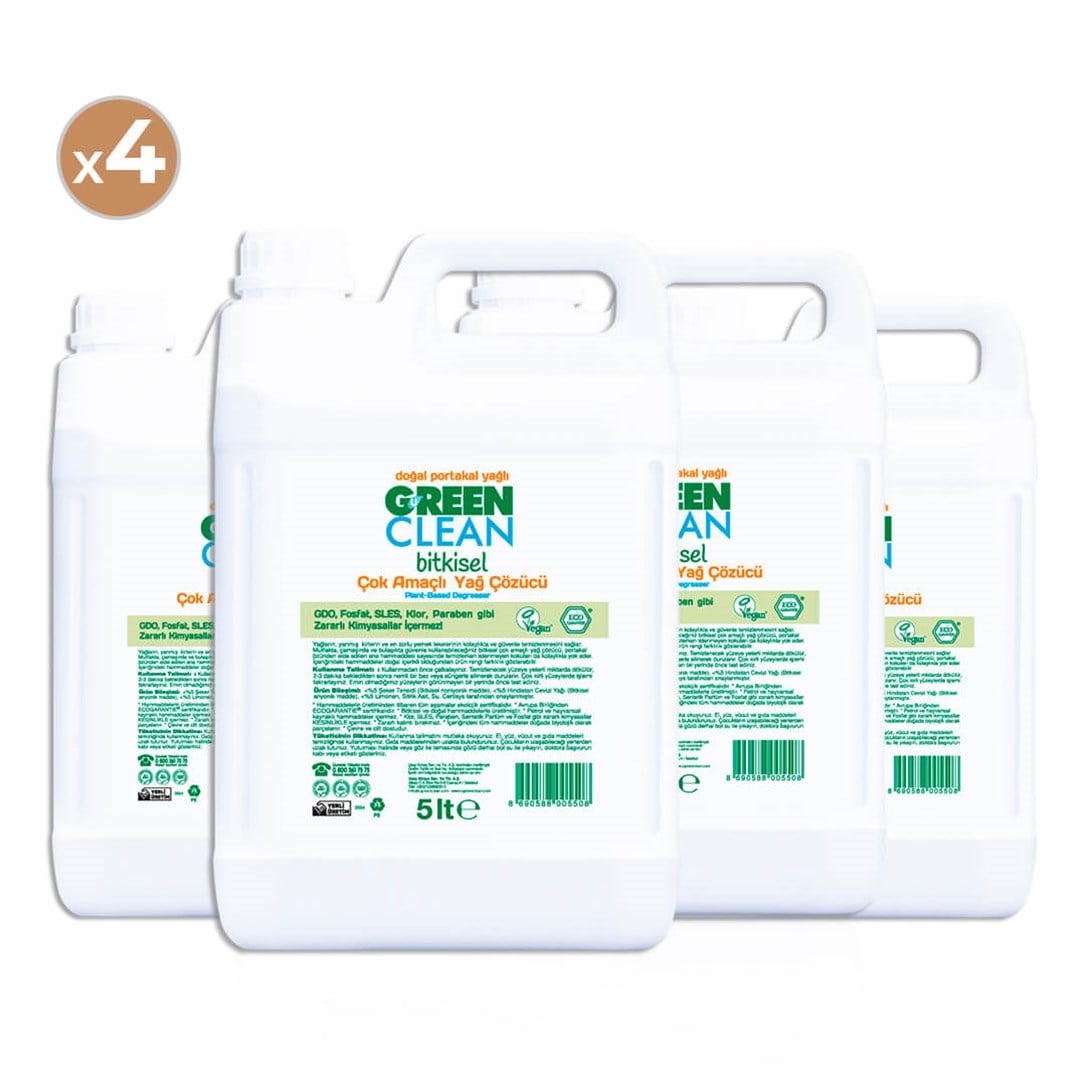 Green Clean Bitkisel Çok Amaçlı Yağ Çözücü 5 lt (4'lü Paket)