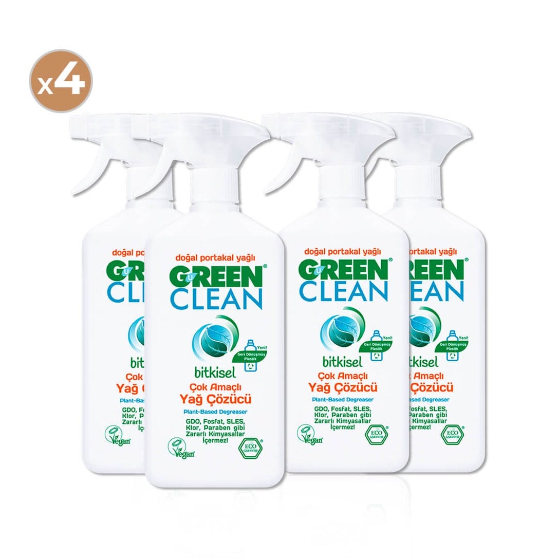 Green Clean Bitkisel Çok Amaçlı Yağ Çözücü 500 ml (4'lü Paket)