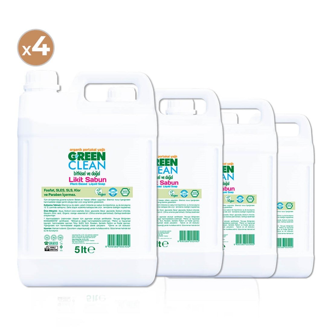 Green Clean Bitkisel Likit Sabun 5 lt (4'lü Paket)