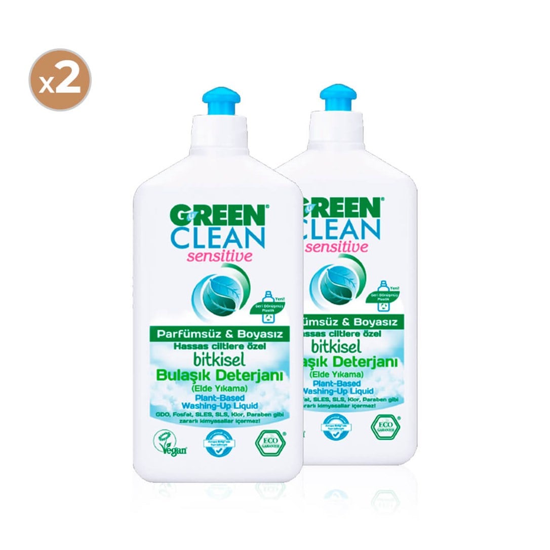 Green Clean Sensitive Bitkisel Bulaşık Deterjanı 500 ml (2'li Paket)
