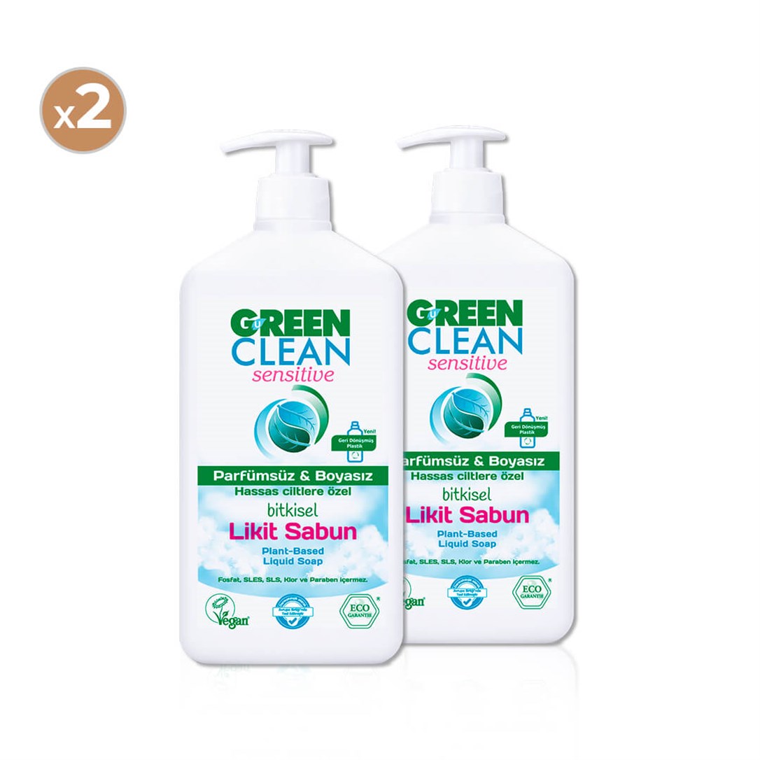 Green Clean Sensitive Bitkisel Likit Sabun 500 ml (2'li Paket)