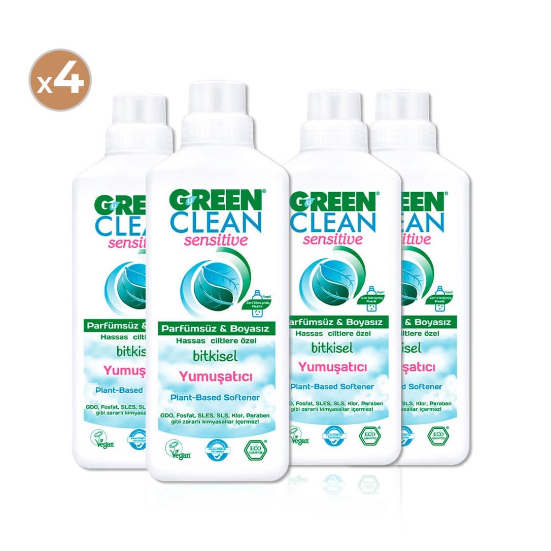 Green Clean Sensitive Bitkisel Yumuşatıcı 1000 ml (4'lü Paket)