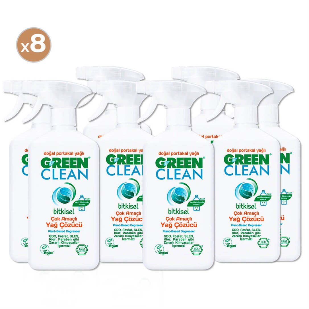 Green Clean Bitkisel Çok Amaçlı Yağ Çözücü 500 ml (8'li Paket)