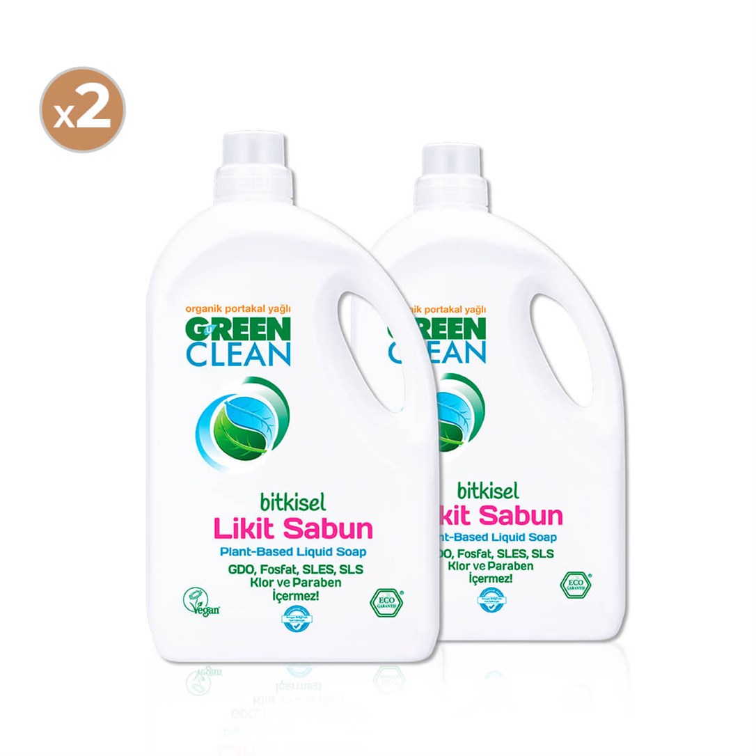 Green Clean Bitkisel Likit Sabun 2750 ml (2'li Paket) - Bitkisel Temizlik  Malzemeleri