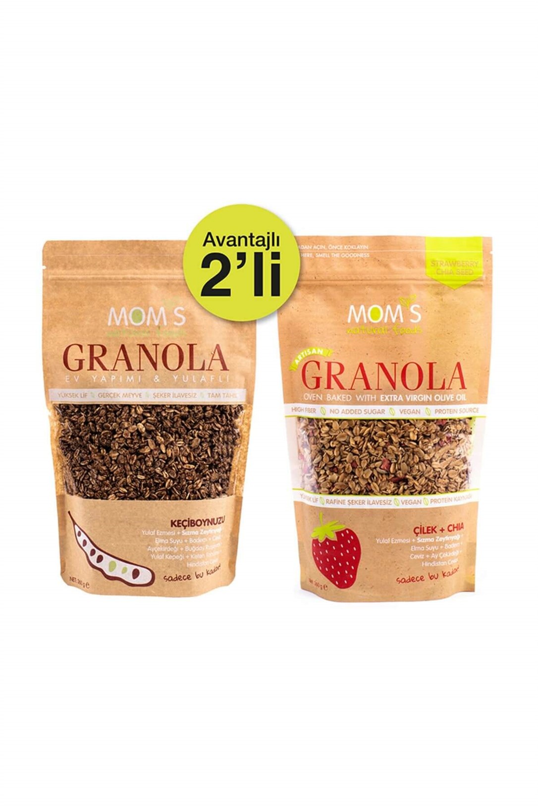 Moms Granola 2'li Paket - Çilek Chia - Keçiboynuzu