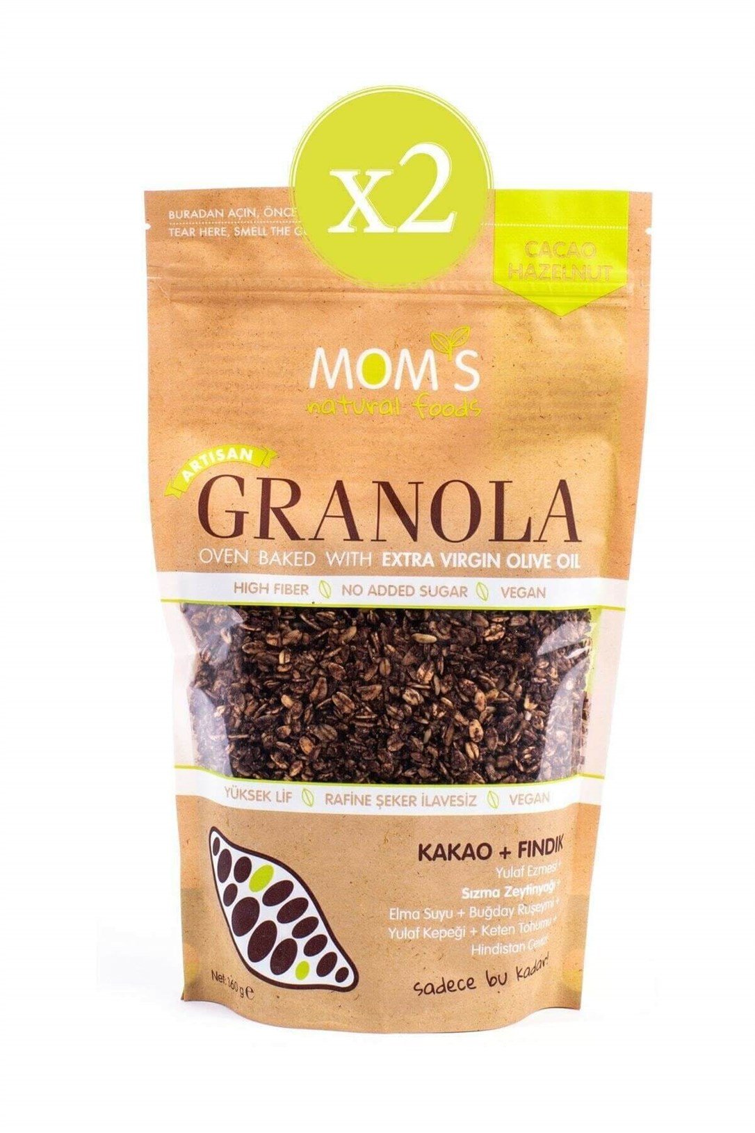 Moms Granola 2'li Paket - Kakao Fındık 360 gr