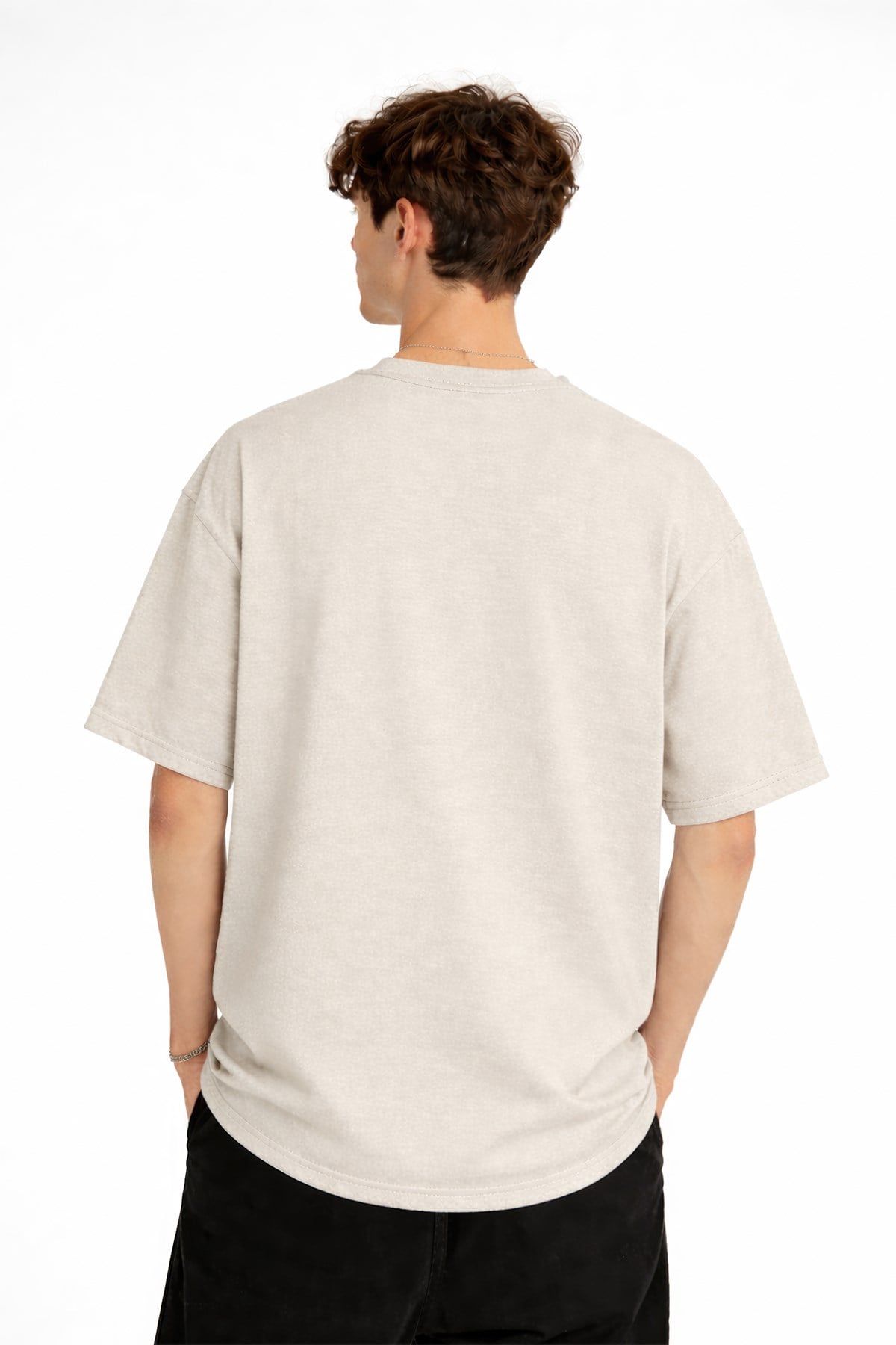 Wolf - Oversize Erkek Tişört BEJ