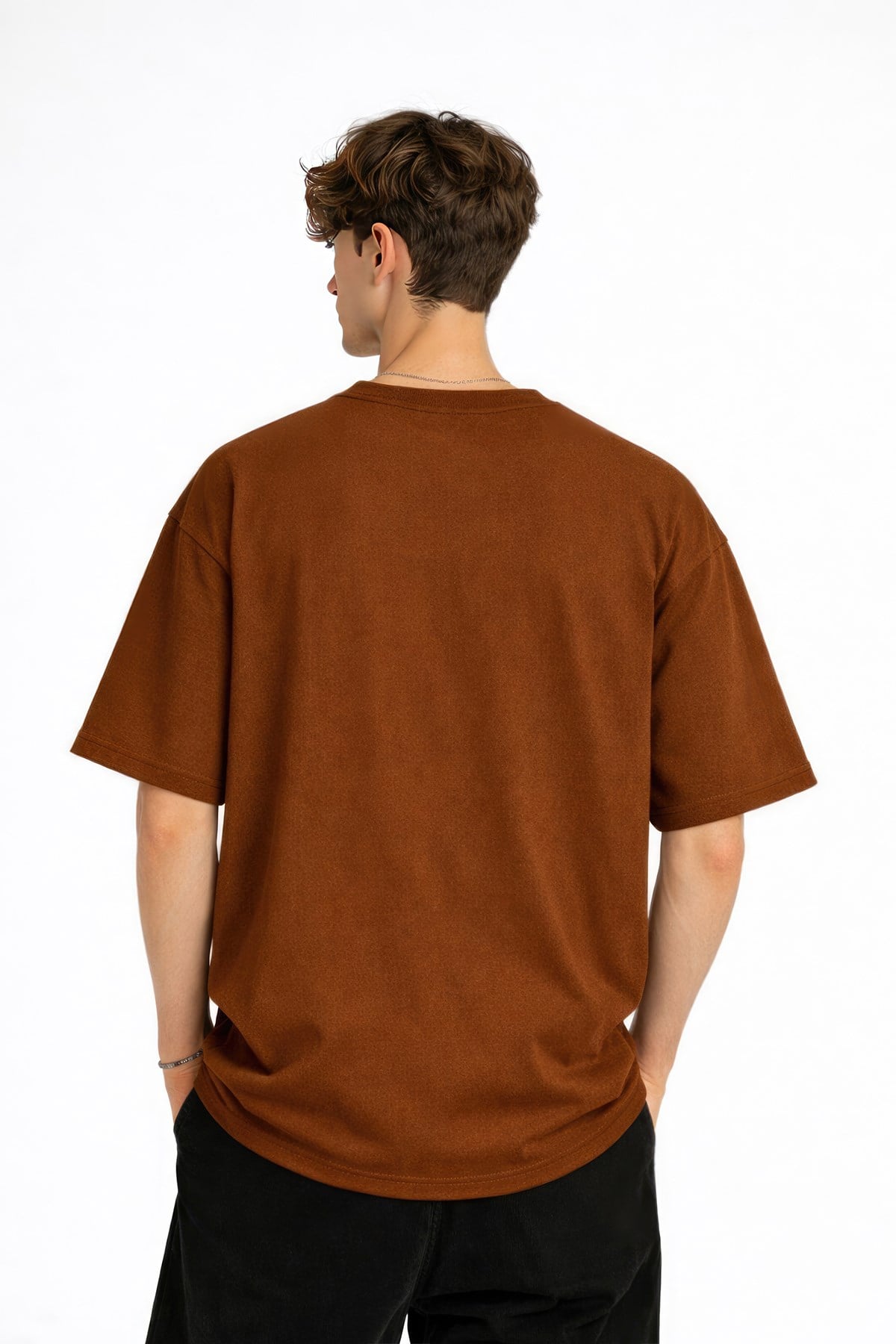 Wolf - Oversize Erkek Tişört KAHVE