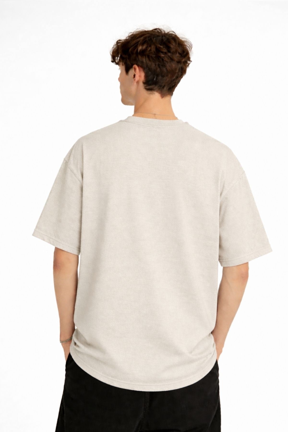 MN - Bear Baskılı Oversize Tişört BEJ