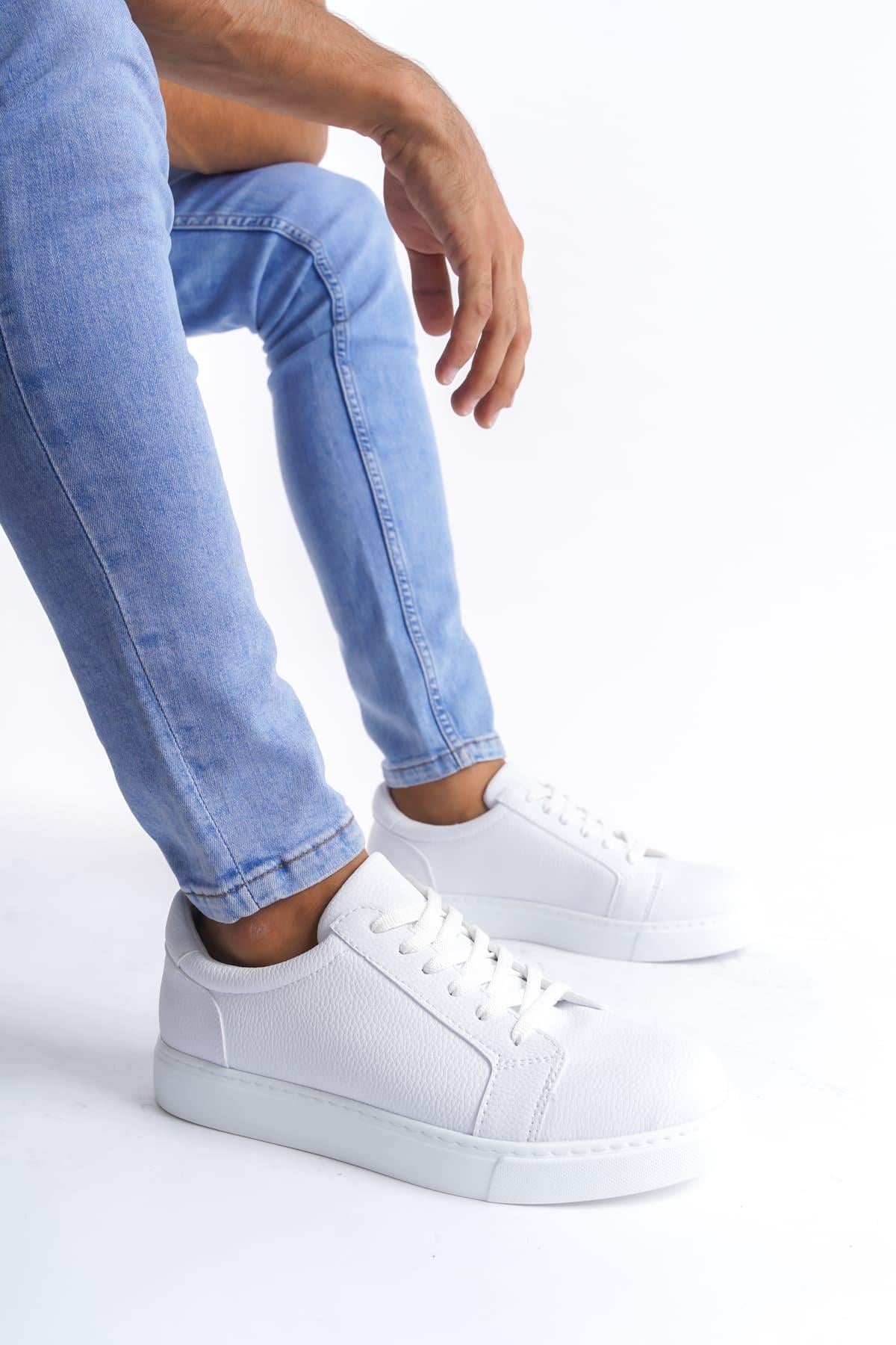 SLW165 Elite Cilt Erkek Günlük Sneaker Ayakkabı BT Beyaz
