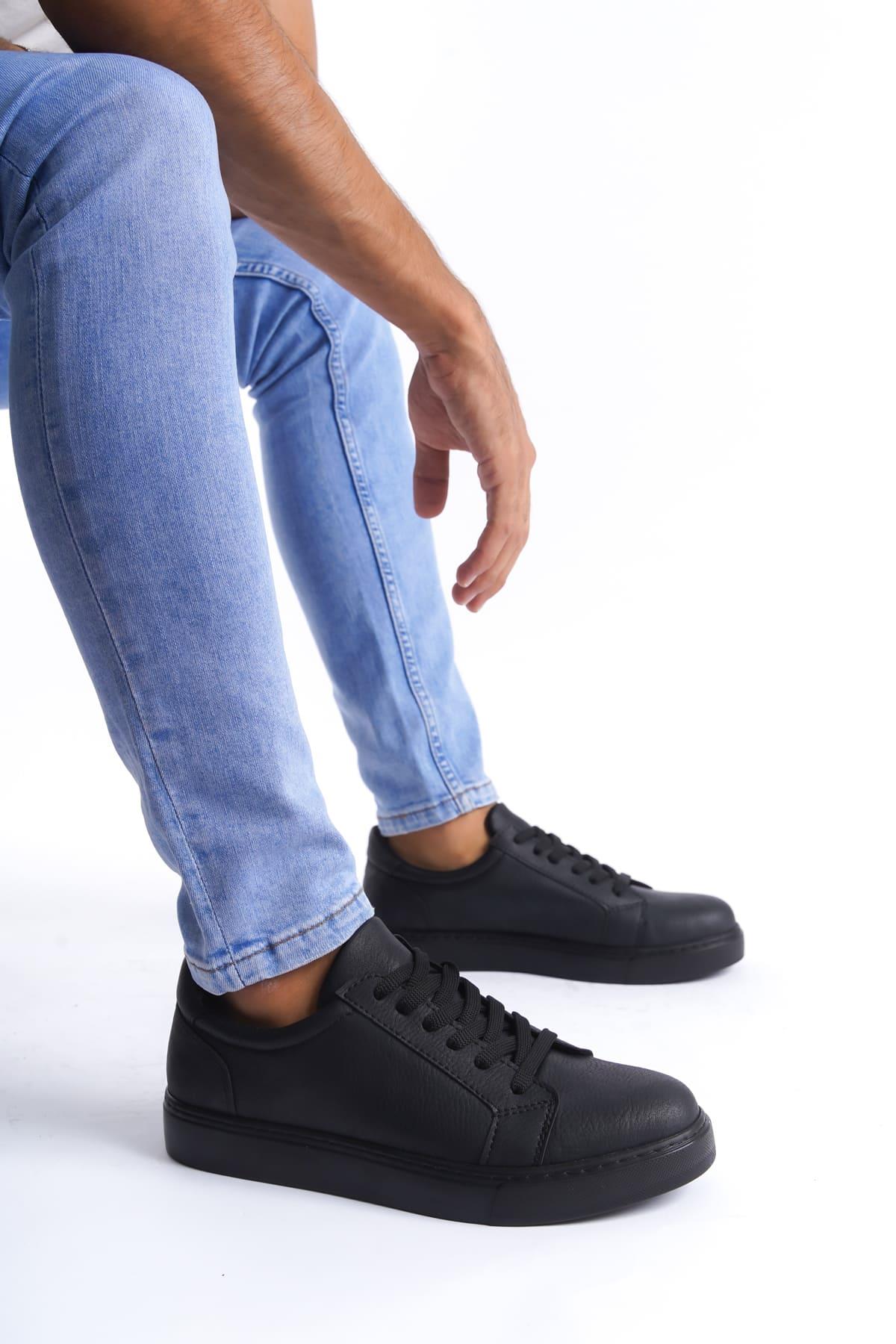 SLW165 Elite Cilt Erkek Günlük Sneaker Ayakkabı ST Siyah