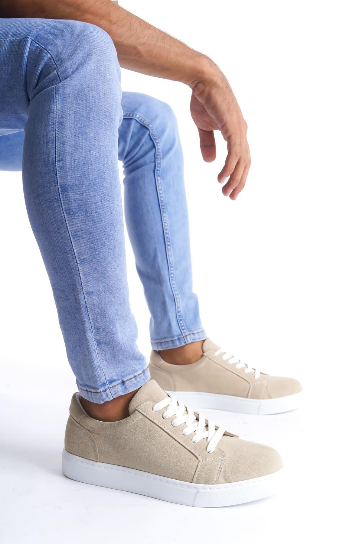 SLW165 Elite Süet Erkek Günlük Sneaker Ayakkabı BT Krem