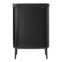 Brabantia Matt Black Plastik Kapaklı Çamaşır Sepeti 2x45 Lt