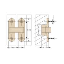 CEAM 2010 Gizli Kalın Kapak Menteşesi 89x63 mm