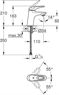 Grohe Lavabo Bataryası Eurostyle S-Boyut Krom